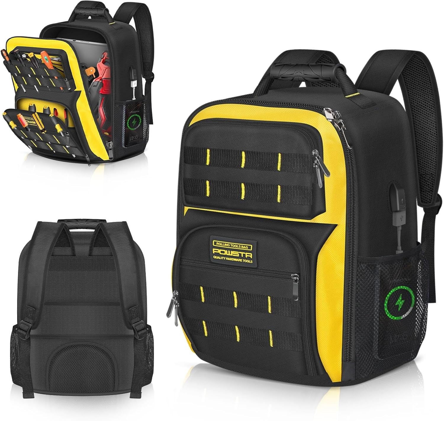 18 in Heavy-duty Tool Backpack with USB Port,Waterproof Electrician Tool Bag …