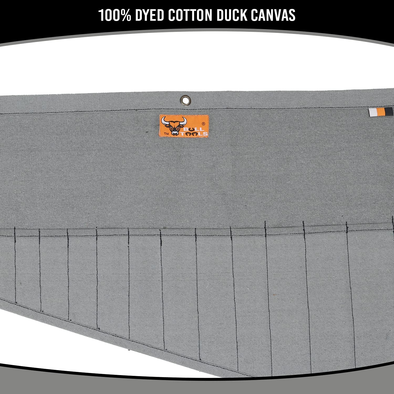 Wrench Roll, 16 Pocket Roll Up Organizer, Grey Heavy Duty Canvas Pouch
