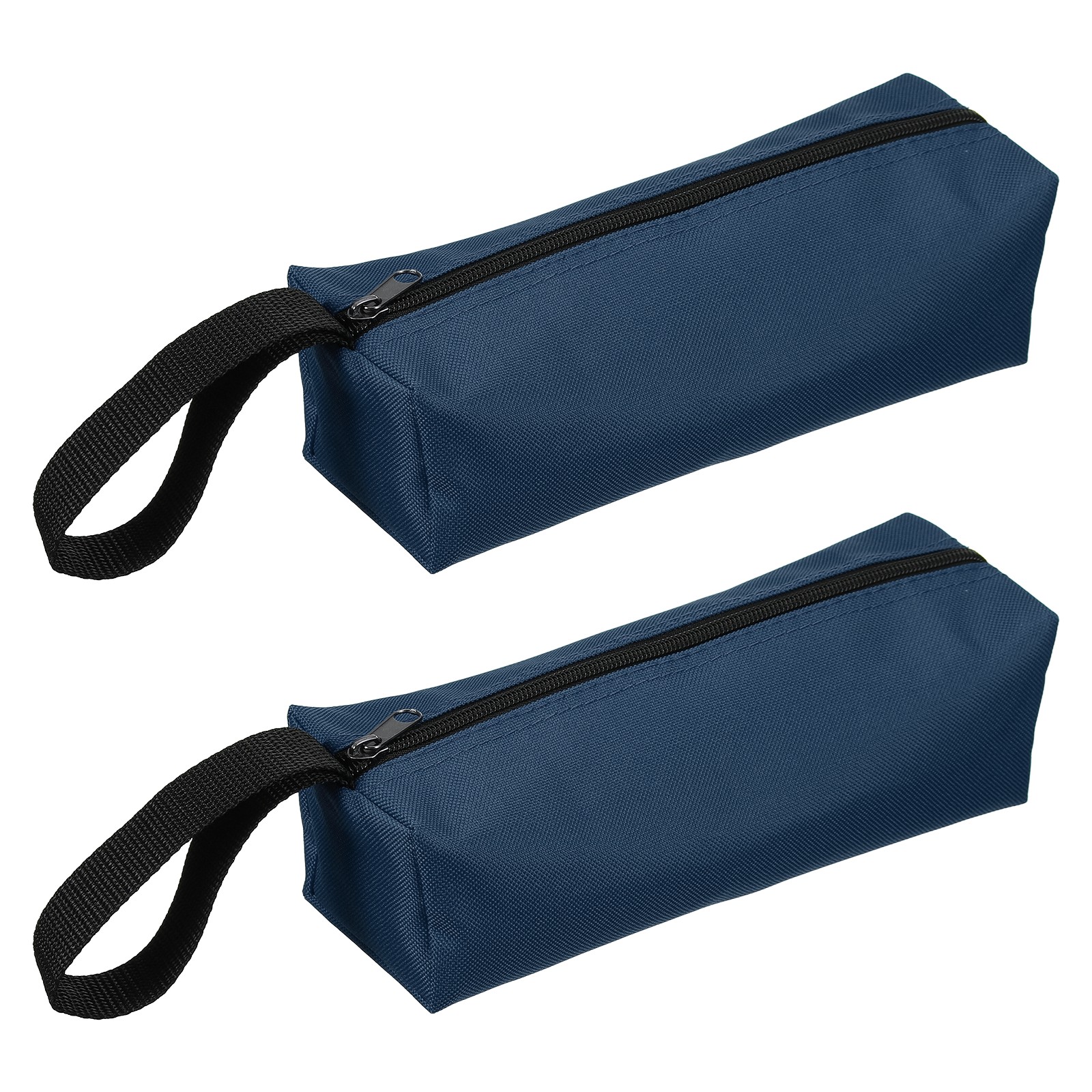 2Pcs 9.8×3.3×2.8″ Multi Purpose Zipper Canvas Tool Pouch Navy Blue
