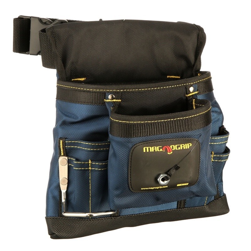 8 Pocket Magnetic Tool Pouch Durable Ballistic Polyester W/ Belt Hammer Holder