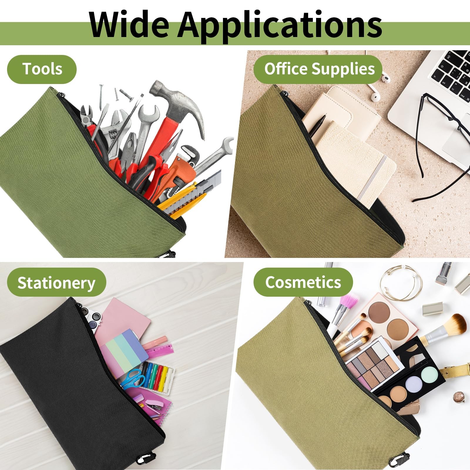 6 Pack Tool Bag Zipper Pouch, Premium Tool Pouch, Utility Storage Organizer