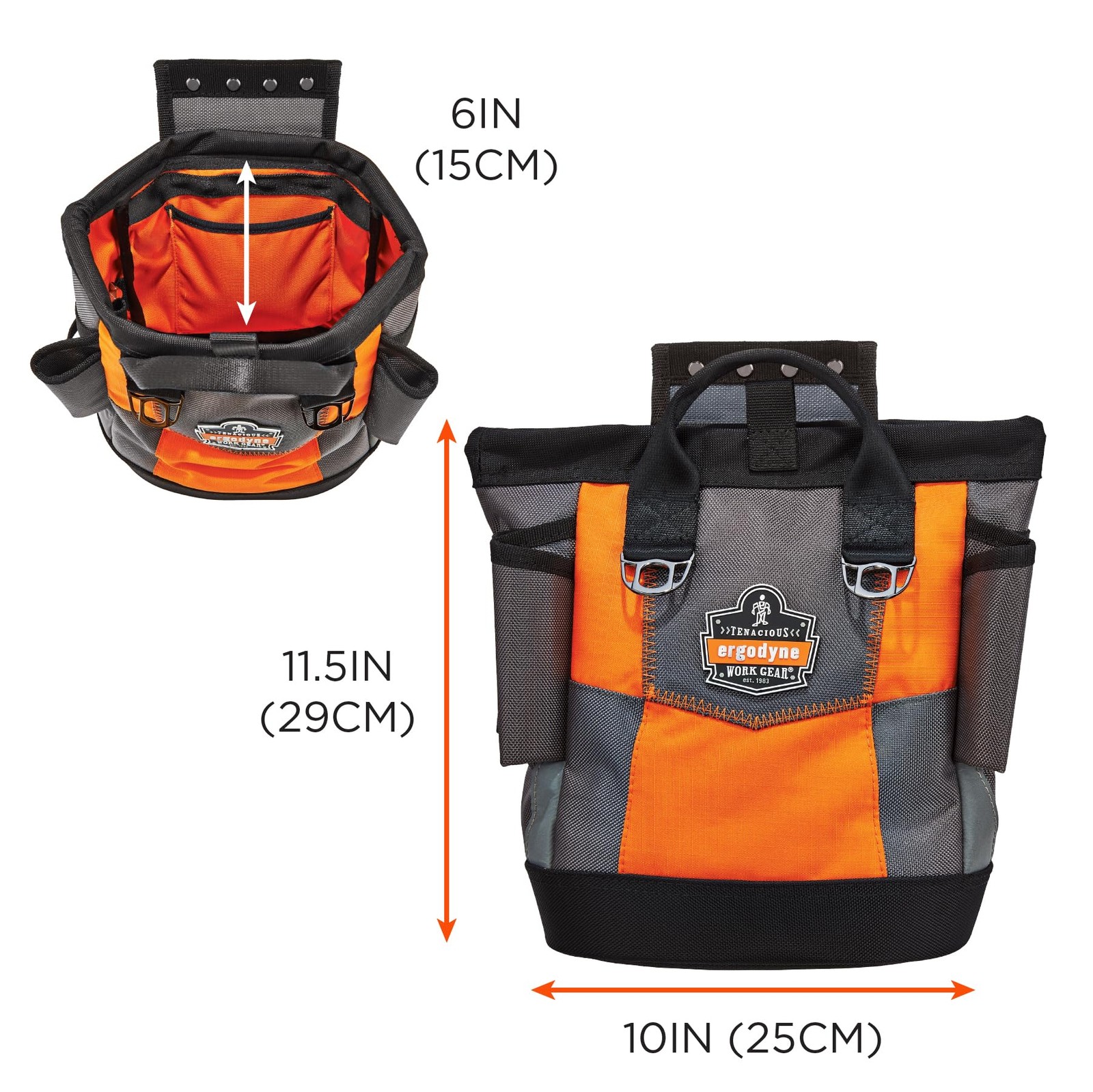 Arsenal 5527 Topped Tool Pouch with Snap-Hinge Closure, Size, Black , Orange