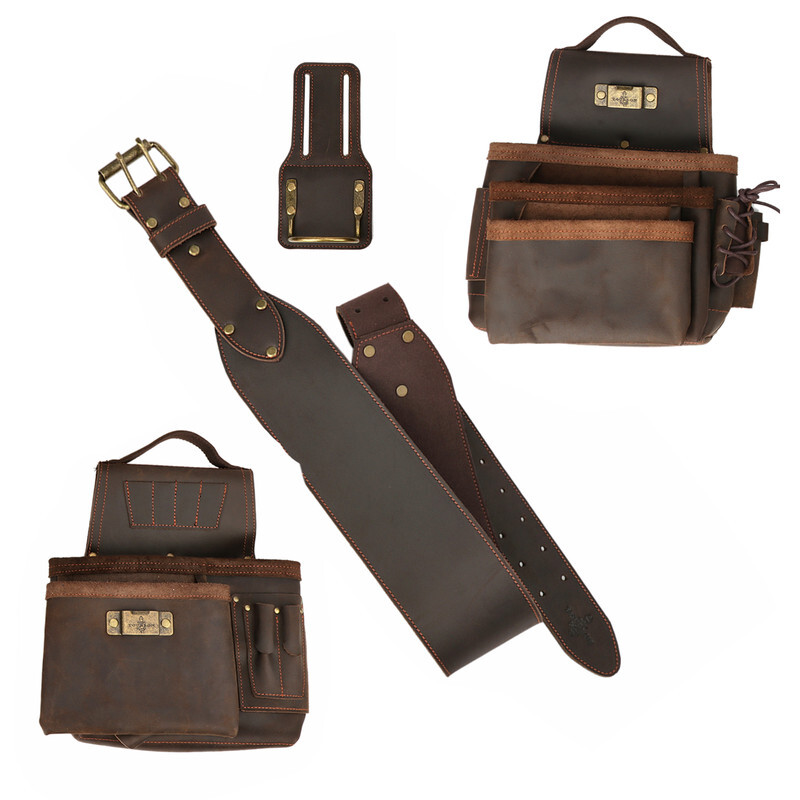 TOURBON Heavy Duty Tool Belt Pouch for Electricians Carpenter Contractor Leather