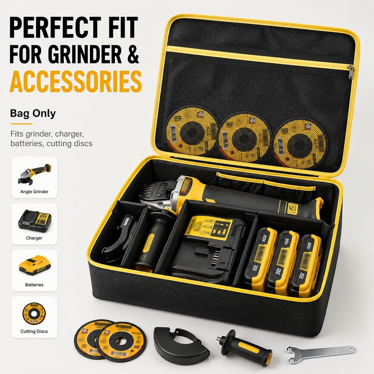 Storage Bag for 20V MAX Angle Grinder & FLEXVOLT Brushless Tools, Battery & Char