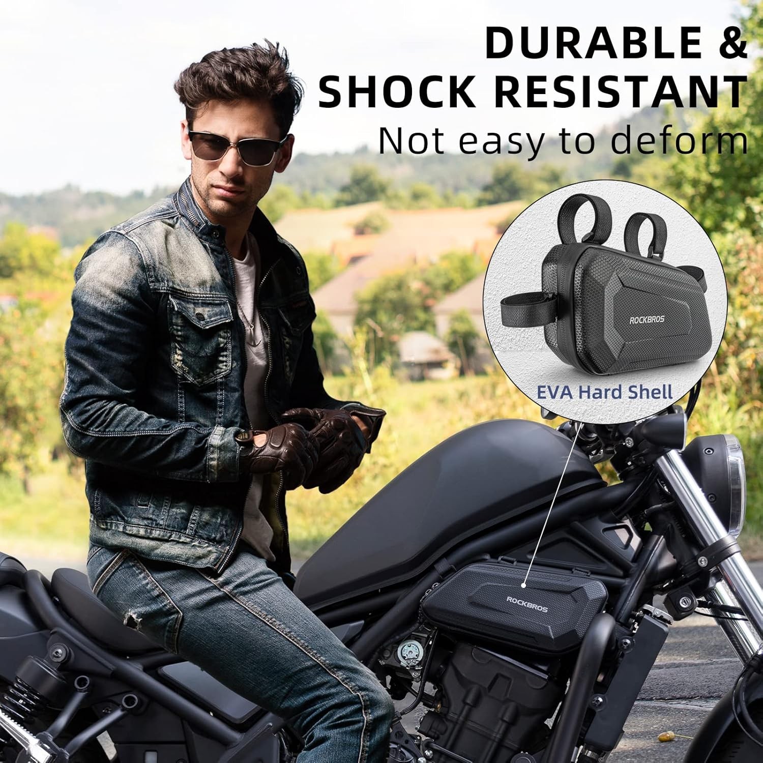 ROCKBROS Triangle Side Bag – EVA Hard Shell Motorcycle One Size, Black