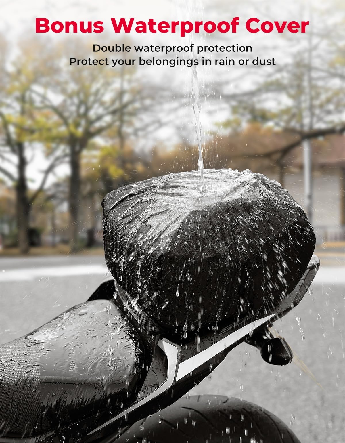 Motorcycle Tail Bag, Dual Use Motorcycle Rear Seat Bag with Waterproof Rain C…