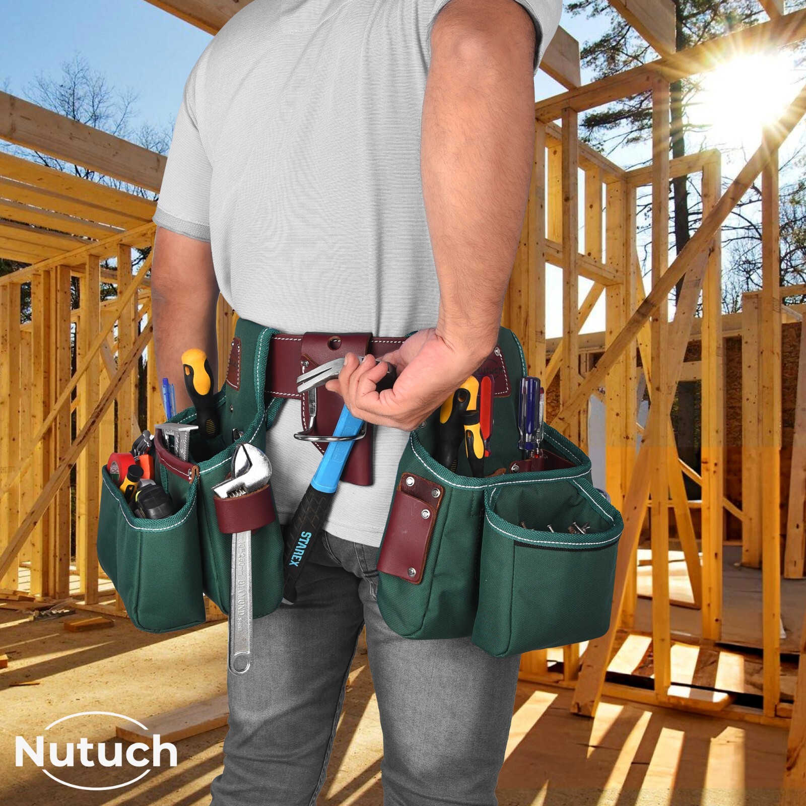 NUTUCH Nylon and Leather Tool Belt with Suspender | Electrician Tool Belts