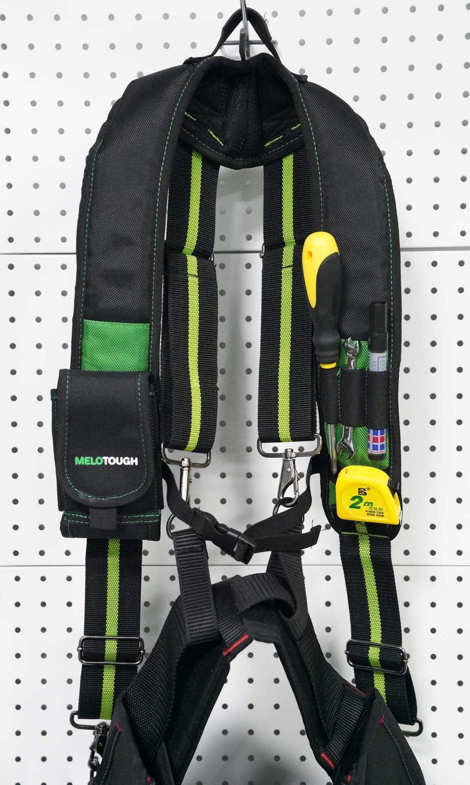 Tool Belt Suspenders Construction Work Detachable Phone Holder Foam Pad Green