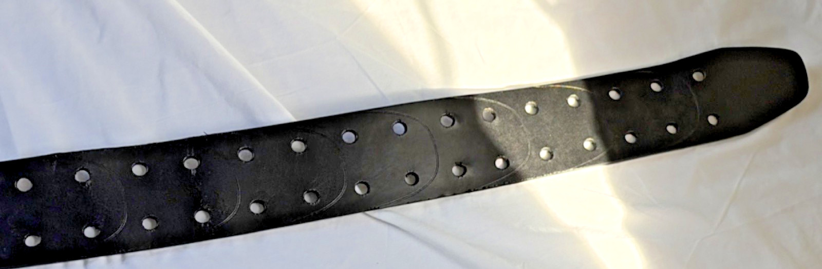 Husky Black Leather Adjustable Tool Belt Padded Double Prong Buckle 56in