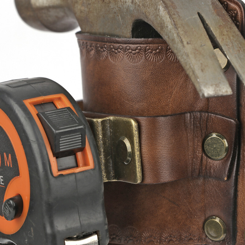 TOURBON Genuine Leather Tools Belt Pouch Hammer Holster Tape Measure EDC Holder