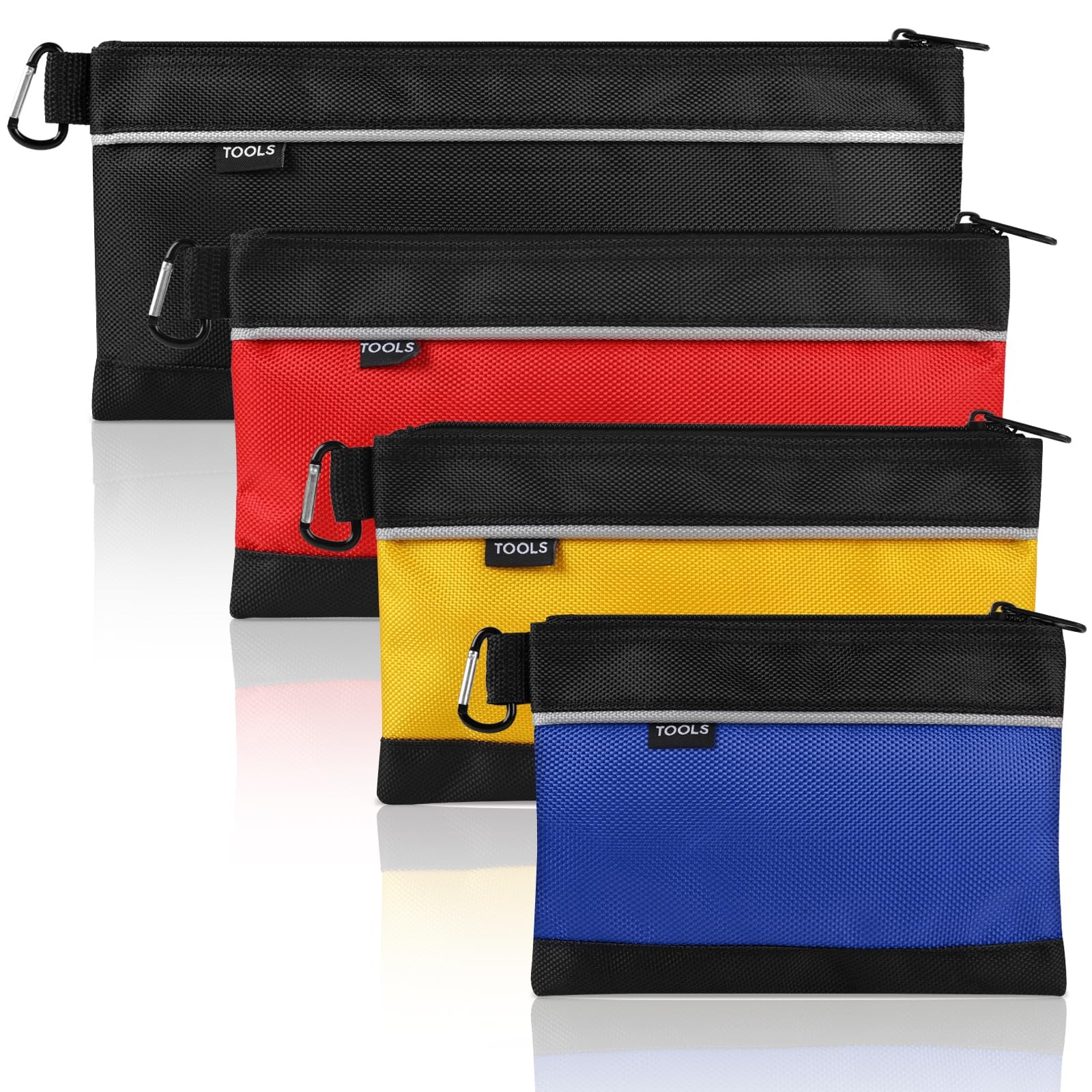 4 Pack Tool Pouch, Small Tool Bag with Zipper, 1680D Oxford Waterproof Multipurp
