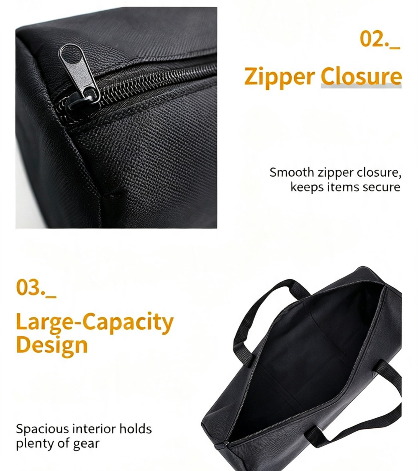 12″ Heavy Duty Oxford Cloth Tool Bag Tote Zipper 32cm x 10cm 5kg Capacity Black
