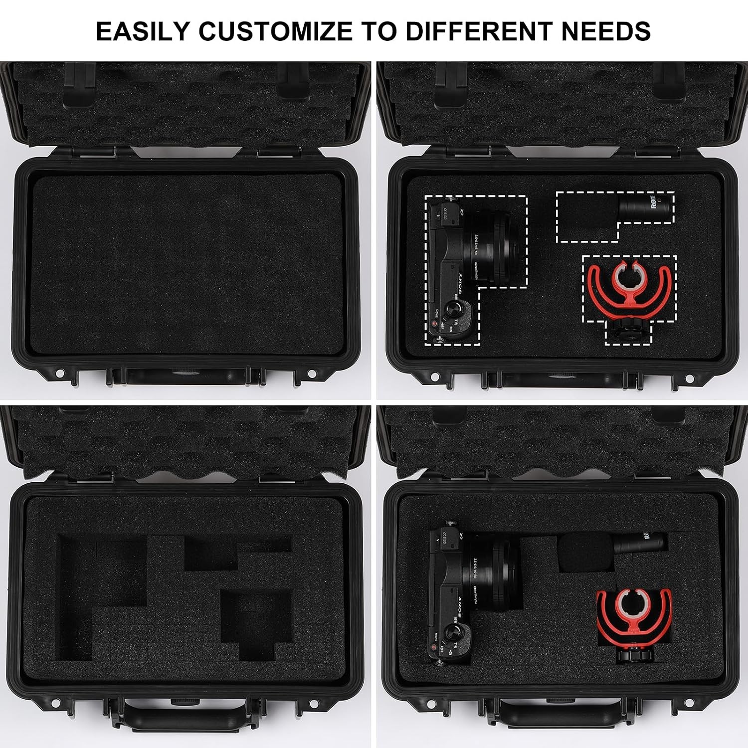 Portable Waterproof Shock Proof Tool Box with Sponge 11.6L x 8.3W x 3.9H IP67
