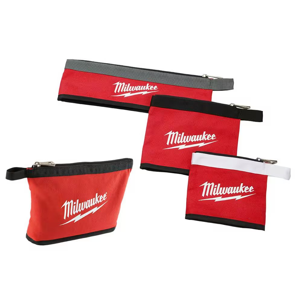 14 In., 12 In., 8 In. and 6 In. Multi-Size Zipper Tool Bags in Red (4-Pack)