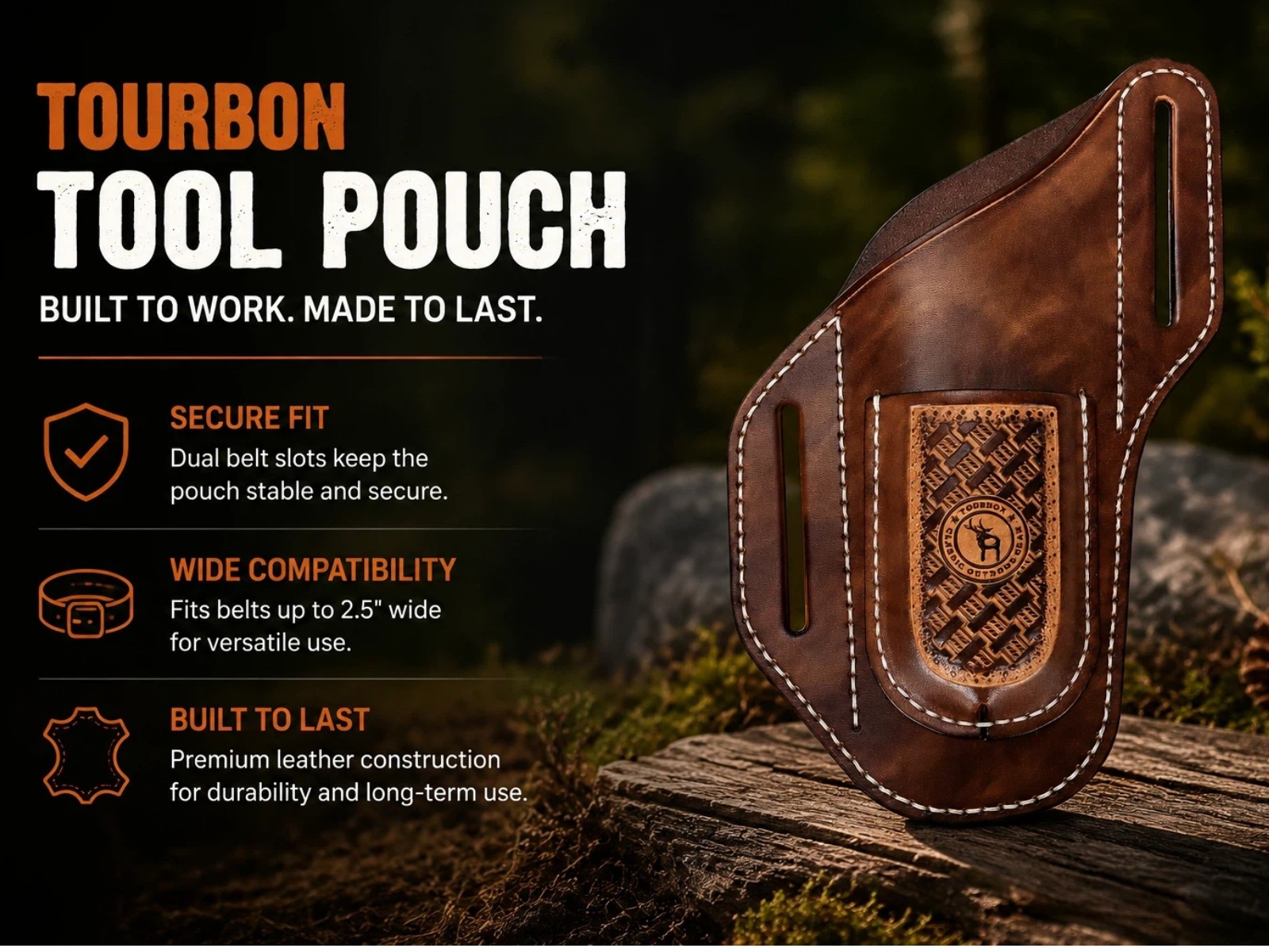 Tourbon Leather 2-in-1 Tool Pouch Folding Knife Pliers Pocket Belt Loop Holster