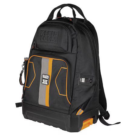 Klein Tools 62201Mb Tool Backpack, Black/Orange, 1680D Ballistic Weave Body;