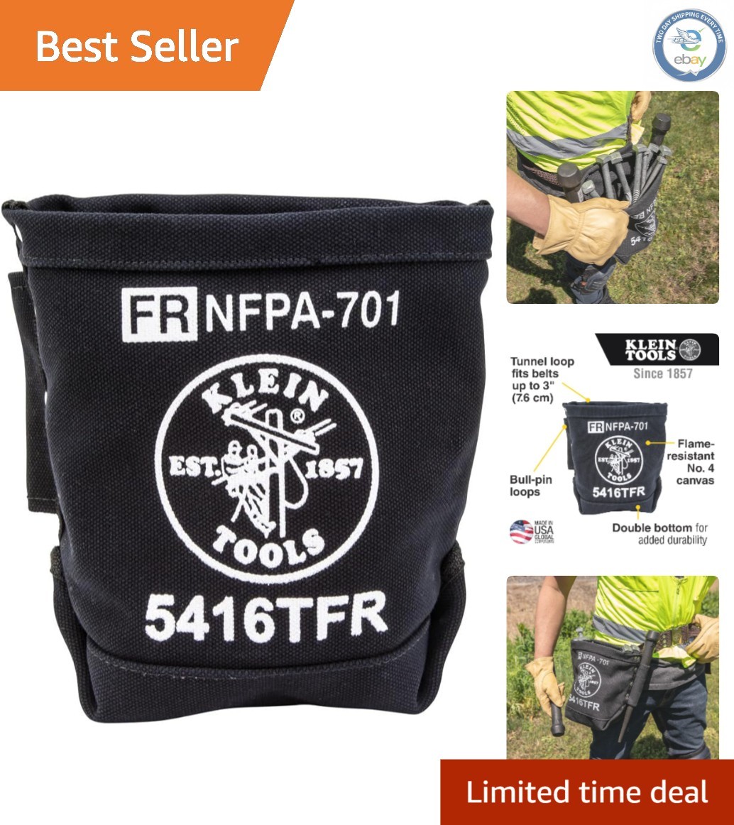 Durable Klein 5416TFR Tool Bag – Flame-Resistant & Belt-Compatible, 11″L x 9.6″W