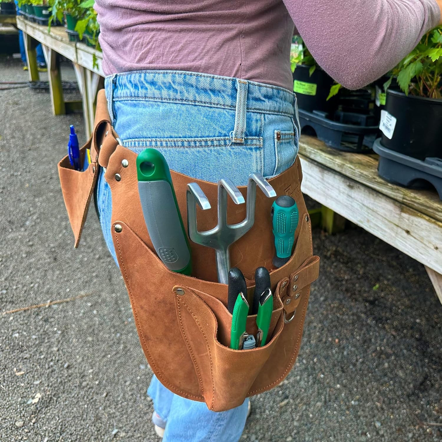 Gardening Apron Tool Belt Leather Holster Pouch