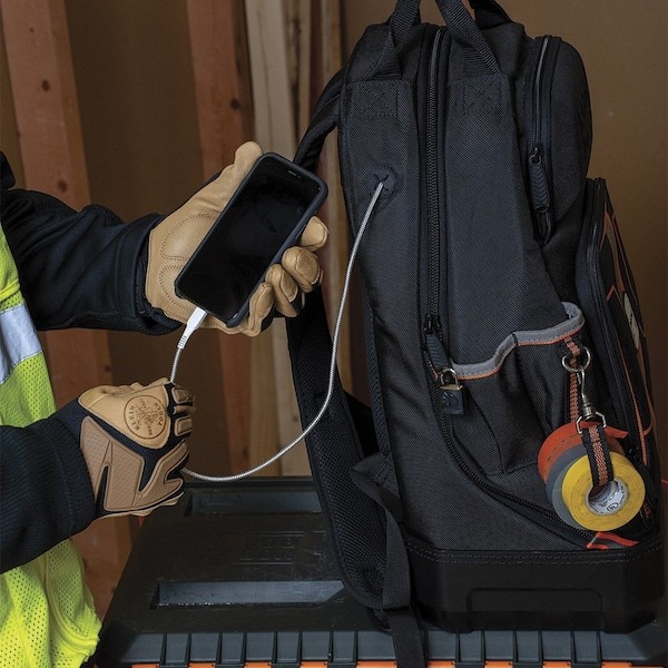 Klein Tools 62201Mb Tool Backpack, Black/Orange, 1680D Ballistic Weave Body;
