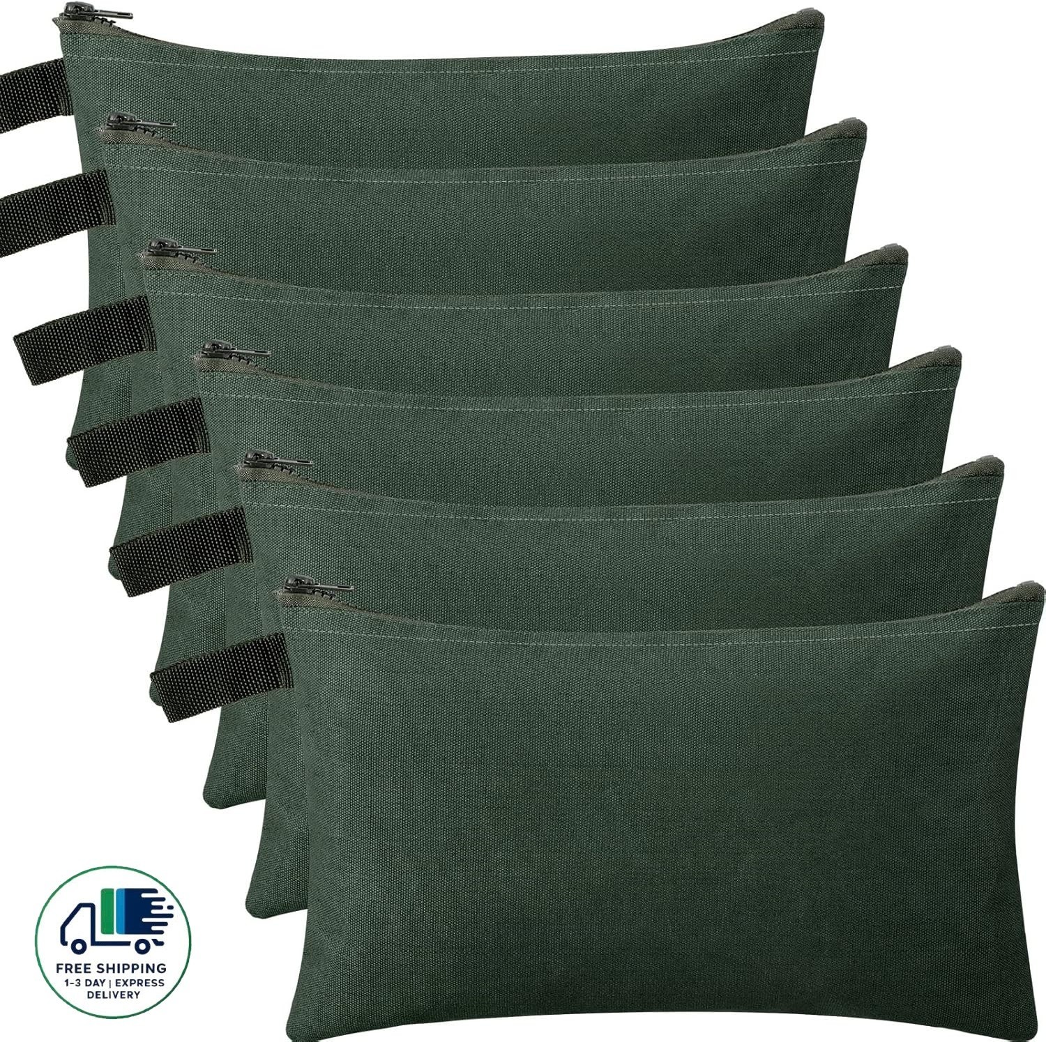 12 bolsas de herramientas de lona, ​​16 oz, resistentes, con cremallera
