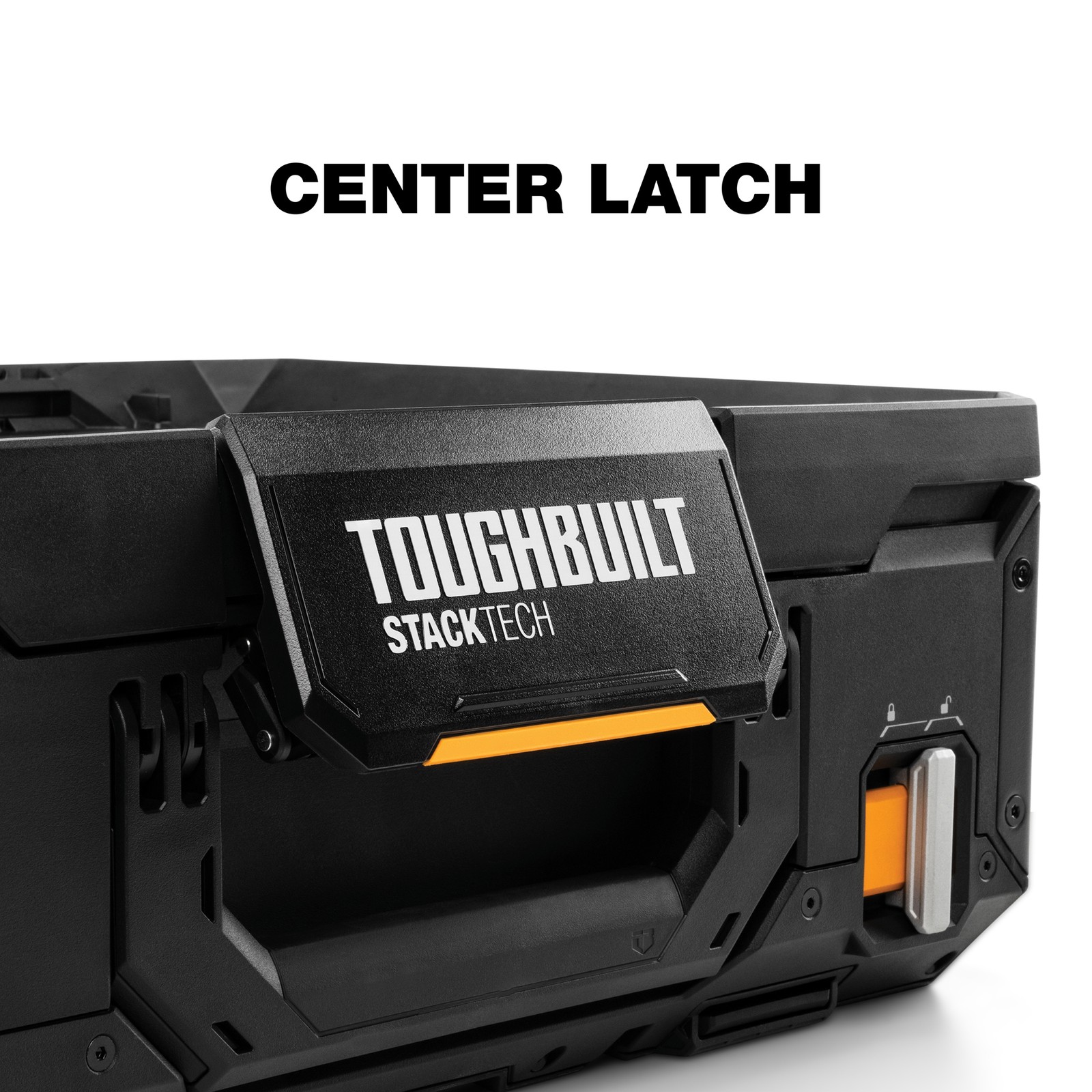 ToughBuilt StackTech Lockable Tool Box, Durable Plastic Storage Organizer, Black