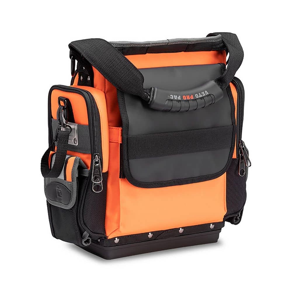 15In Medium Hi-Viz Orange Nylon Tool Pouch W Pen;Knife;Pliers;Screwdriver;Wrench