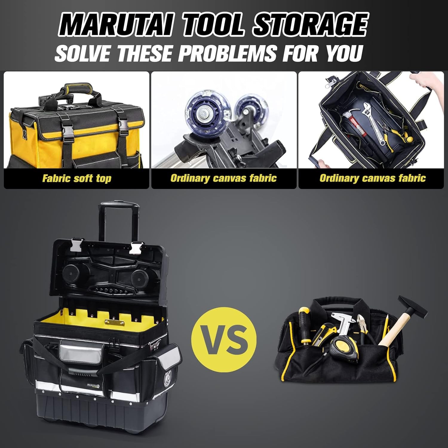 18″ Rolling Tool Bag with Wheels Telescopic Handle Waterproof Cover 330lb Load