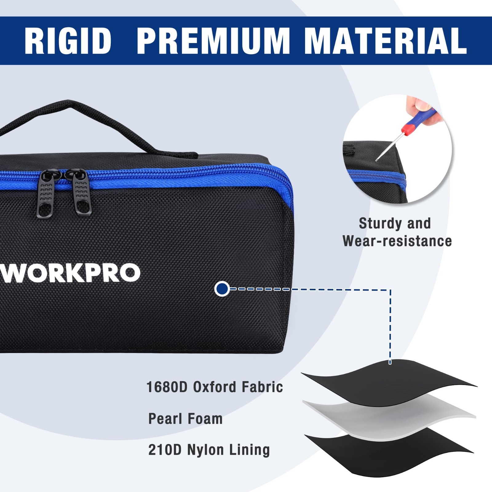 10″ Tool Bags 3 Pack – Zipper Pouches, Wide Mouth, 1680D Fabric, Multi-Purpose S