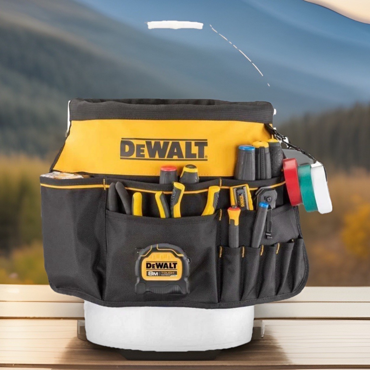 🆕DEWALT✨Bucket Organizer✨Ballistic Polyester✨37 TOOL Compartments✨Black/Yellow✨