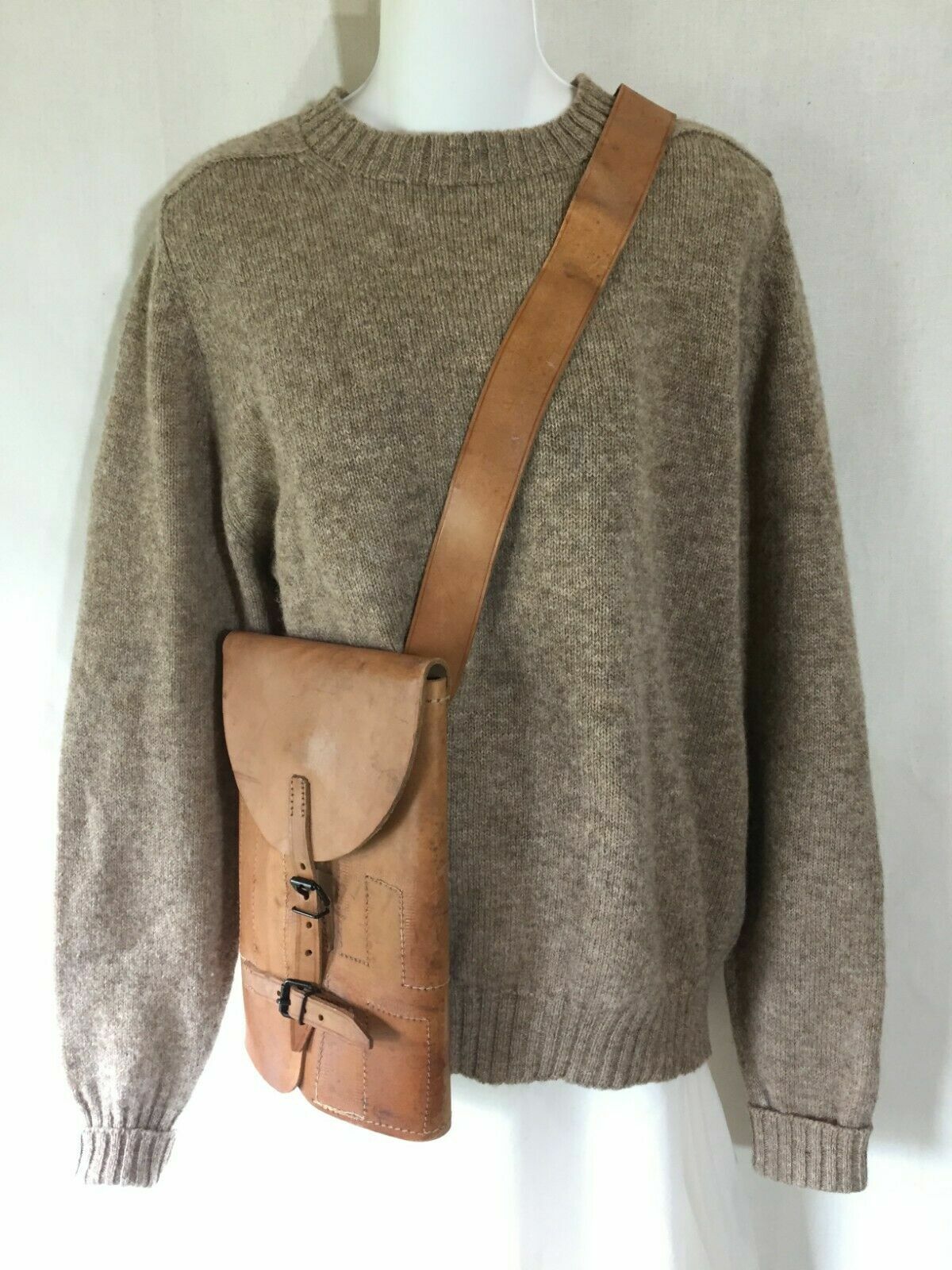 French Vintage WW2 Era Army Surplus Mens Leather Tool Bag Tool Roll Folding Bag