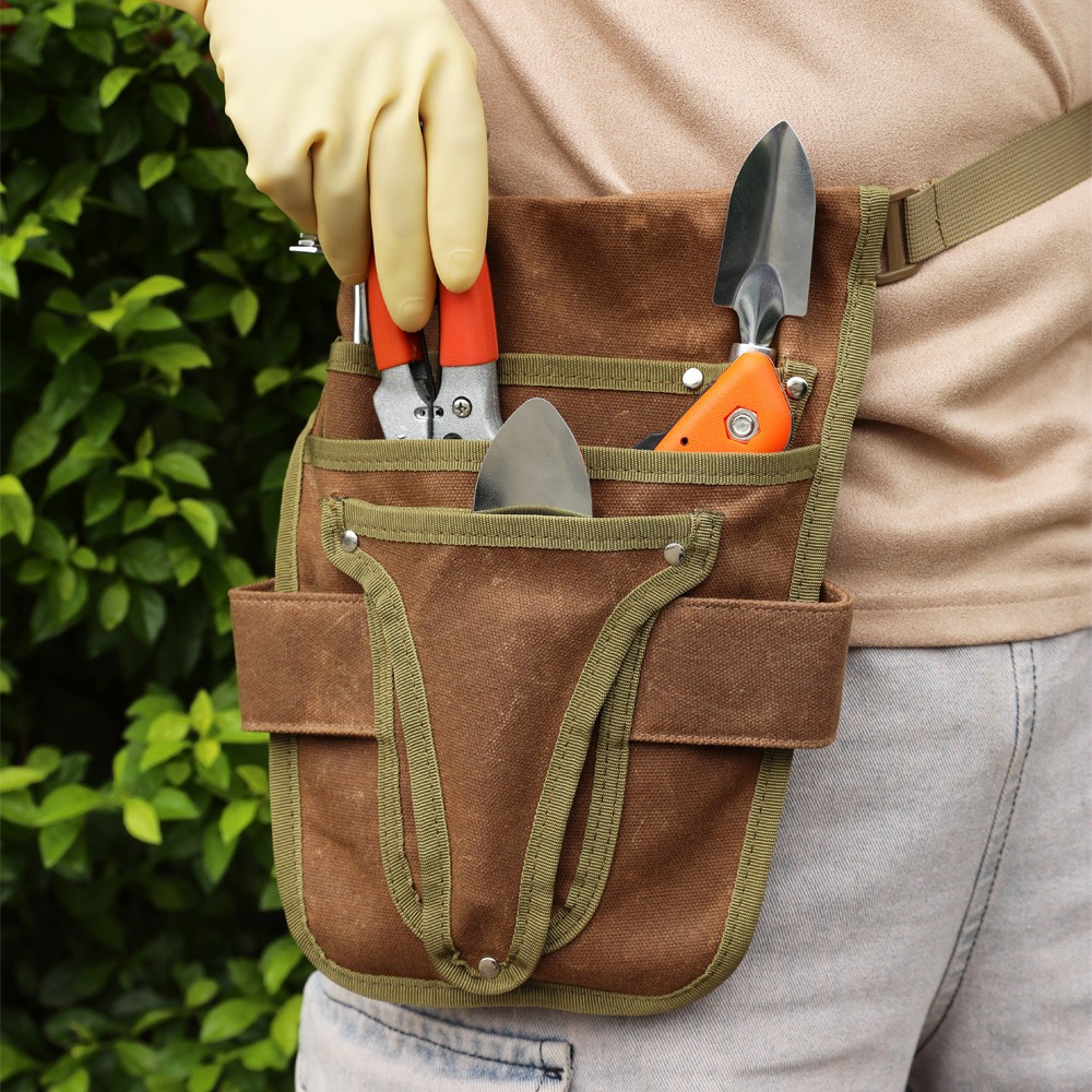 Canvas Weeding Tool Bag Wear-Resistant Storage Bag Waist Hanging Electrician Bag