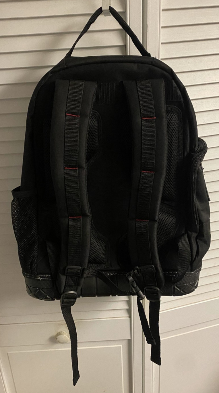 Husky 16″ Tool Backpack Heavy Duty Rubber Bottom Red Storage Bag 21-Pocket – NEW