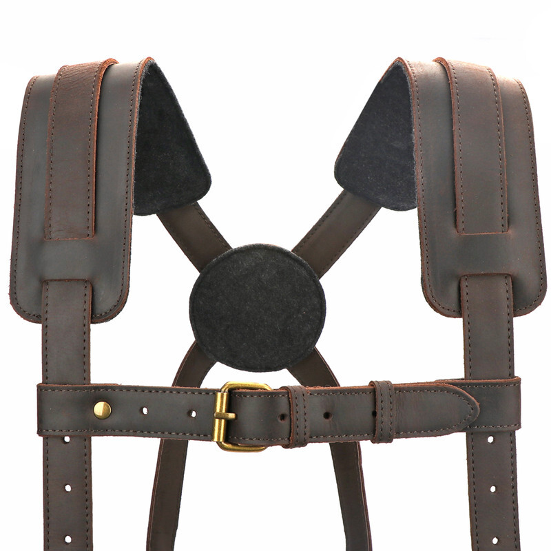 TOURBON Leather Workshop Tools Belt Suspenders Carpenter Chest Strap Padded US