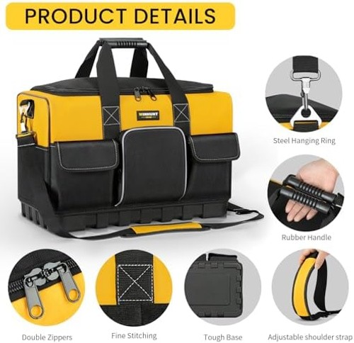 WINHUNT Tool Bag, 16-inch Tool Organisers, 600 Denier Large Tool Bag for Home…