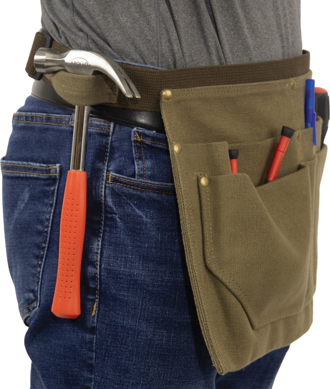 Rothco Olive Canvas Waist Work Apron Woodwork Tool Waist Apron With Six Pouches