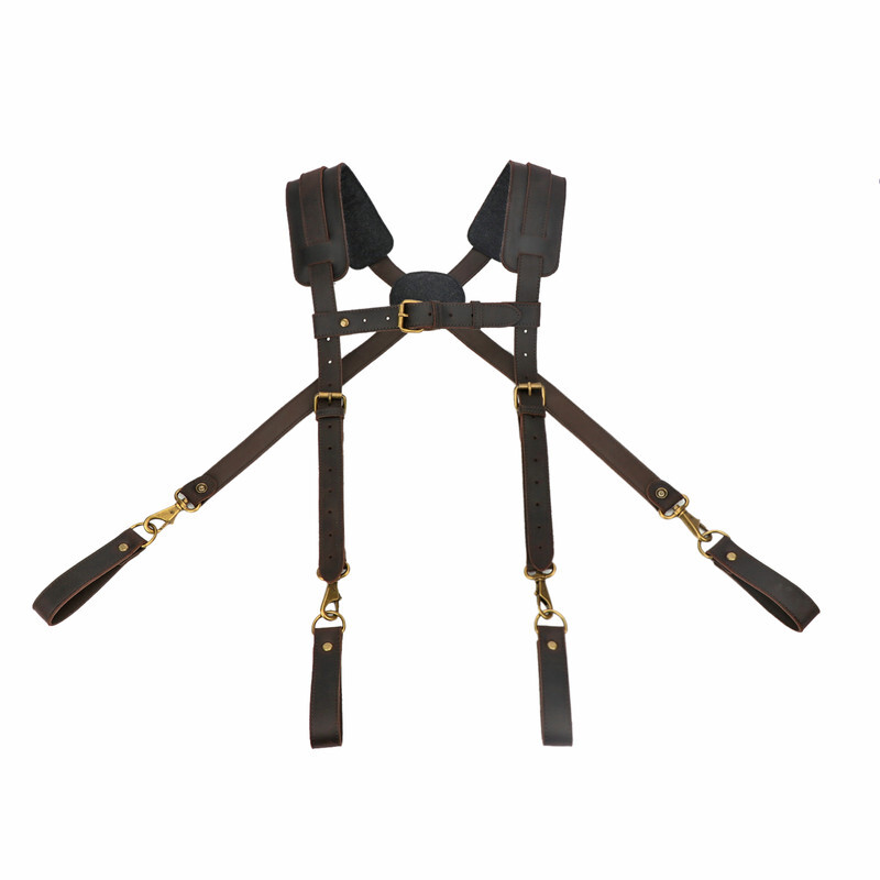 TOURBON Leather Workshop Tools Belt Suspenders Carpenter Chest Strap Padded US