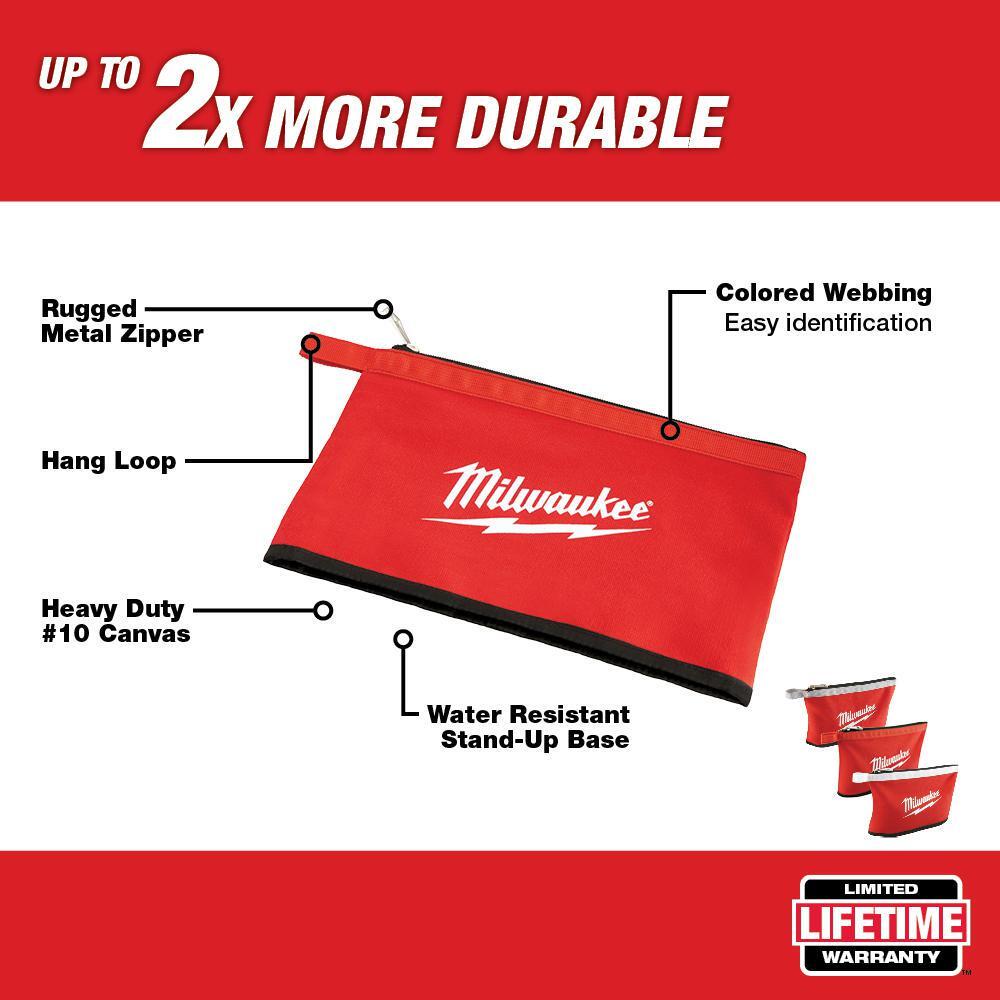 milwaukee packout backpack 15 in. 3-pack zipper tool bags storage nylon red