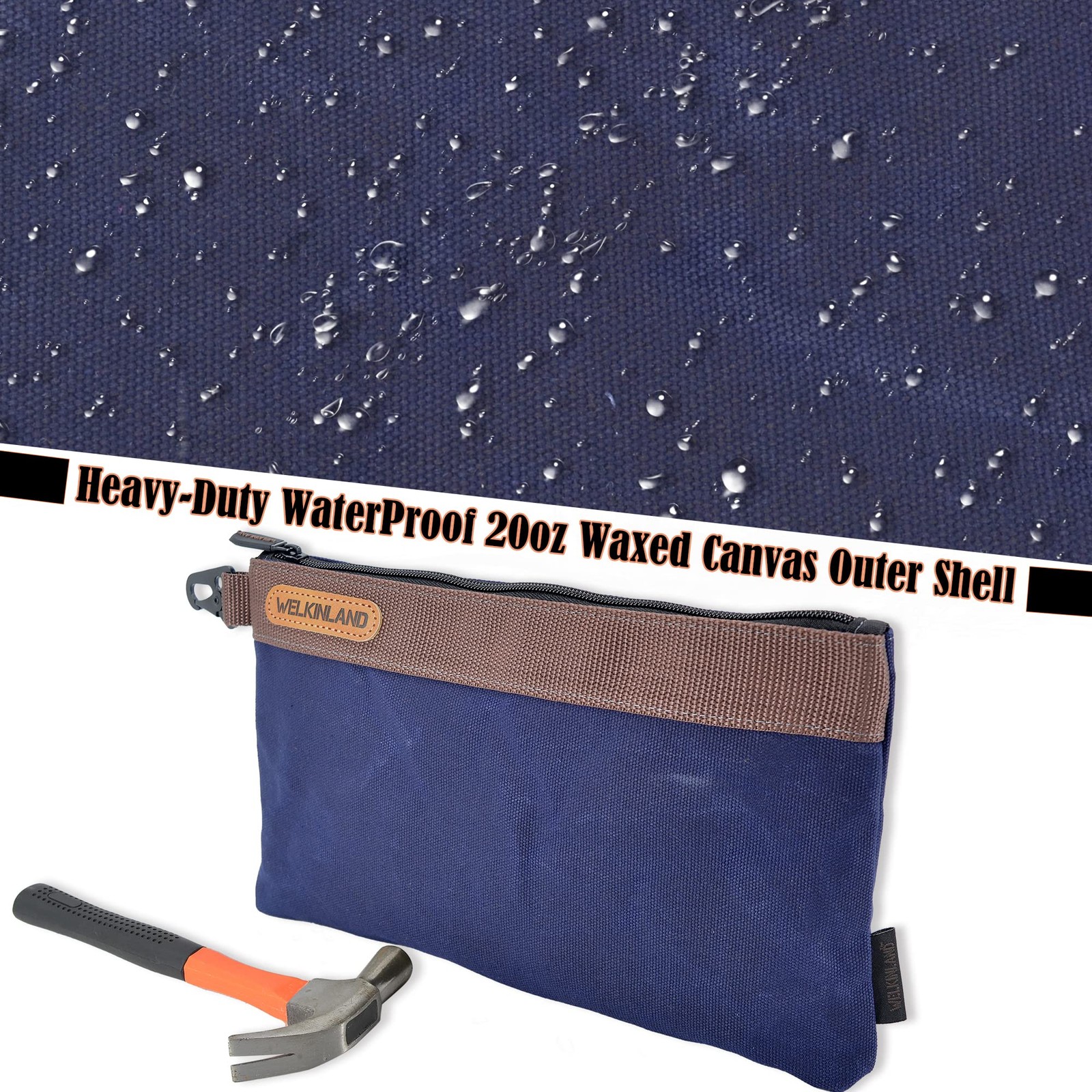 Heavy-Duty Canvas Tool Pouch – 4PCS, 12″ Waxed Canvas Zipper Tool Pouch