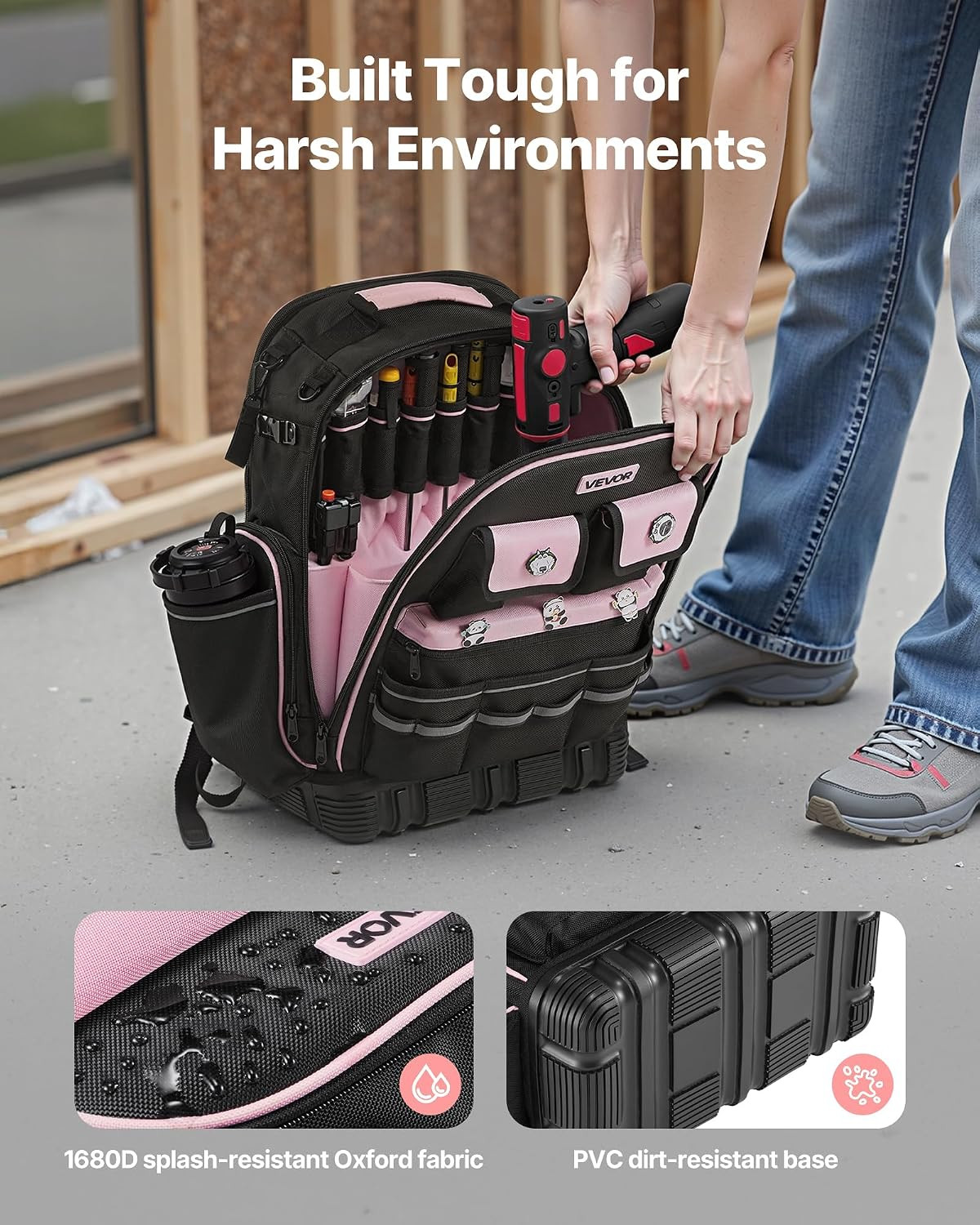 Tool Backpack, 56 Pockets, Heavy-Duty Tools Storage Organizer Work Bags Backpack