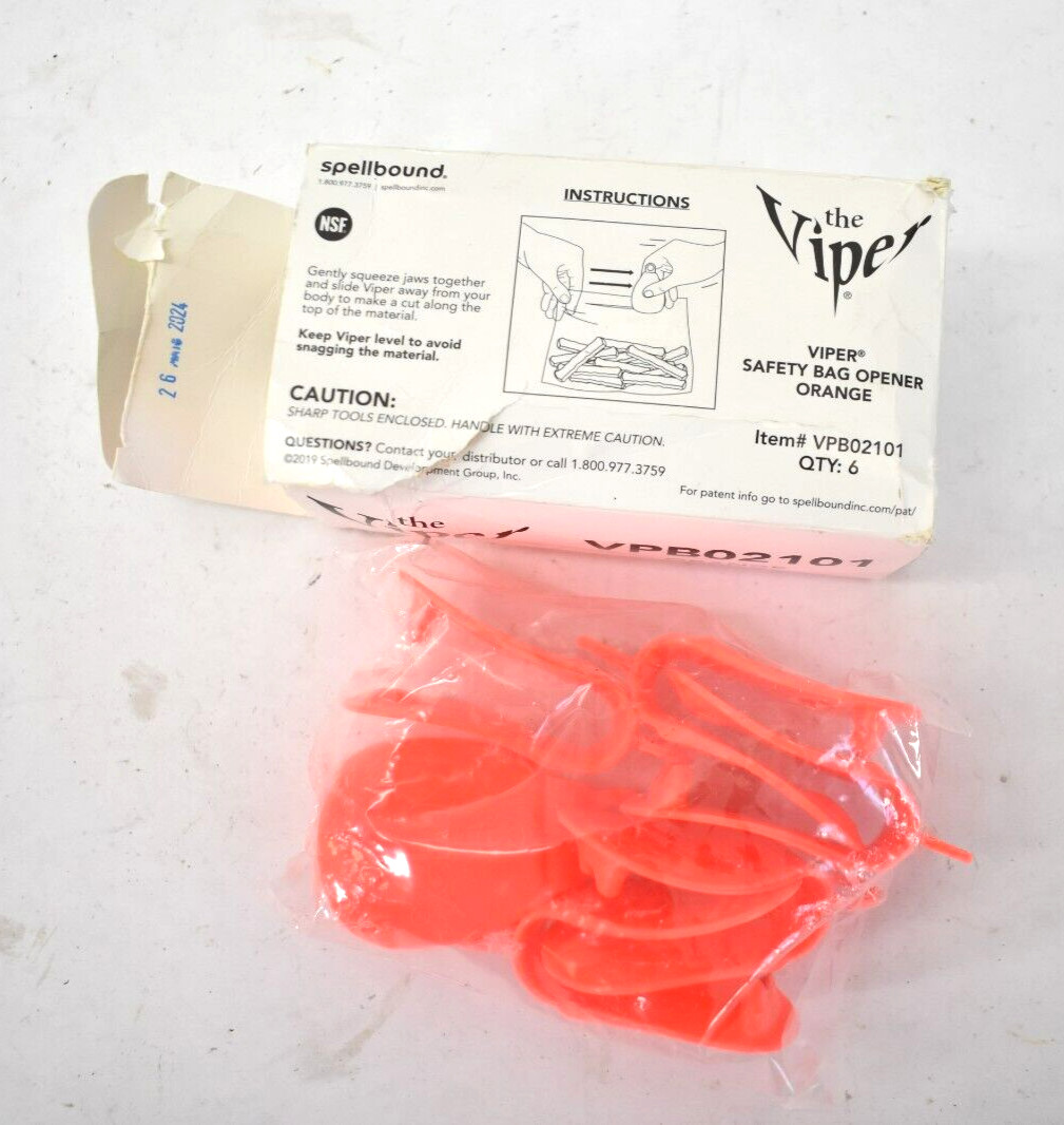 SpellBound Viper Safety Bag Opener Cutters 6 Pack VPB02101 Orange Tools