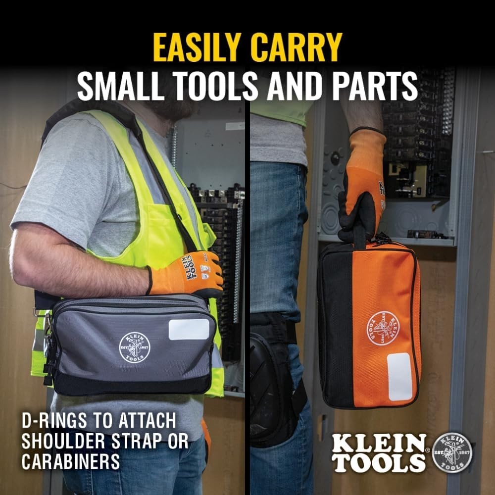 Tool Pouch with Dual Compartments Heavy Duty Polyester Organizer Bag 12 Inch