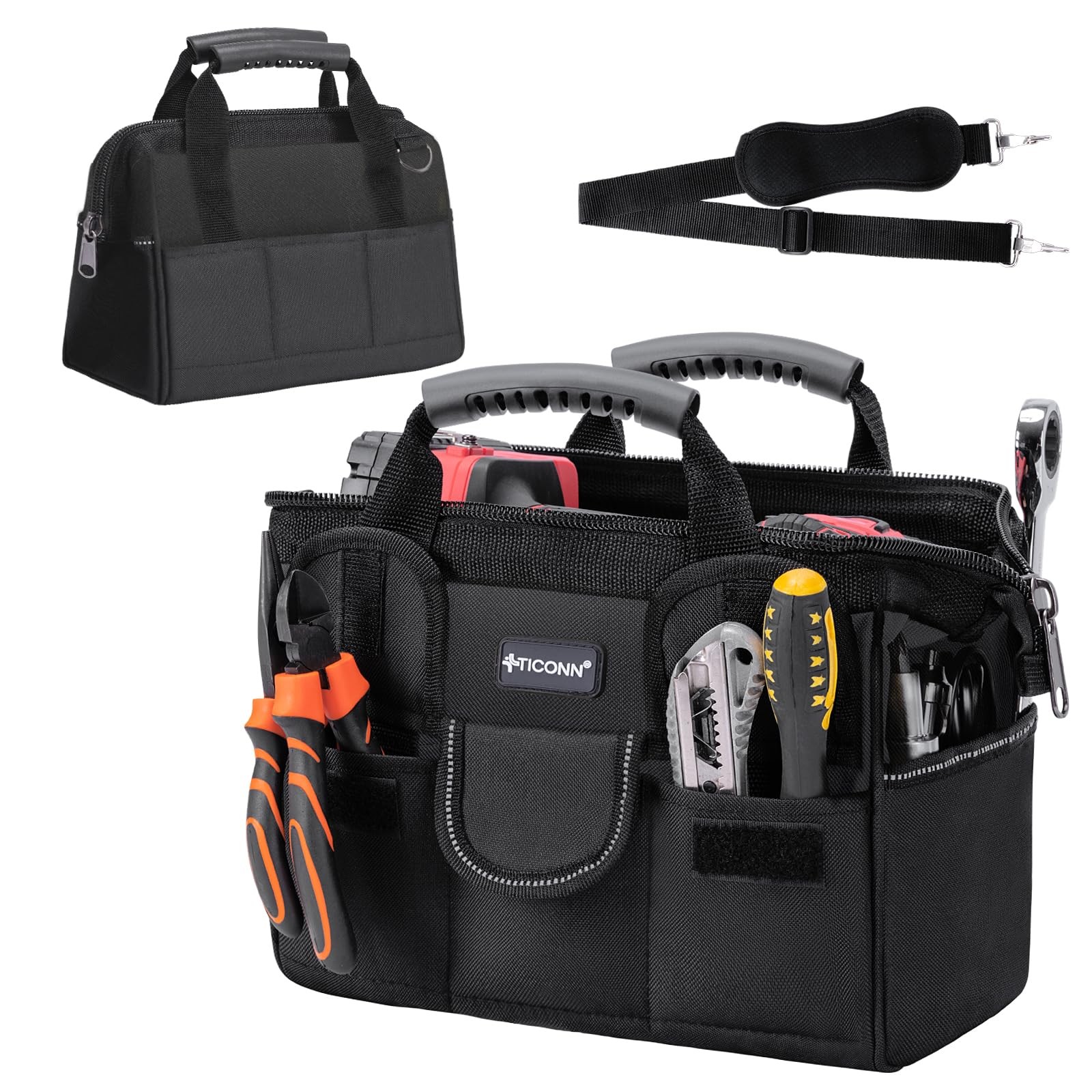 Heavy Duty Tool Bag with Multi-Pockets, Portable Tool Box Organizer Storage B…