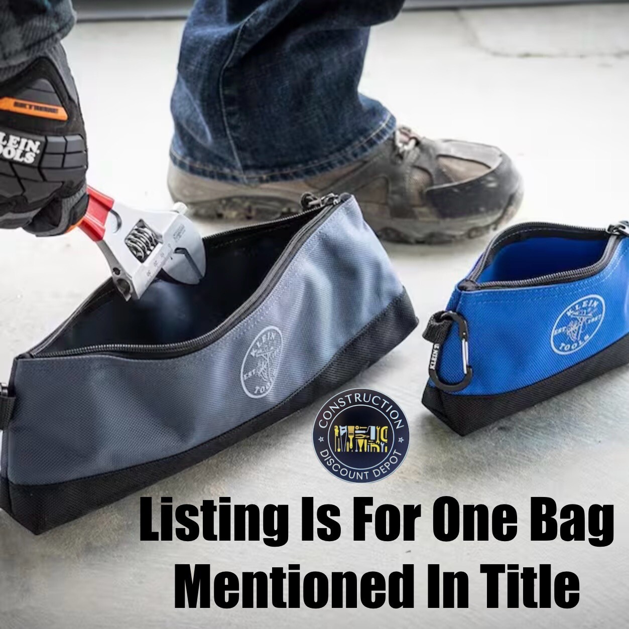 Klein Tools Ballistic Weave Heavy Duty Bag With Carabiners -BLUE Drill Bit Size