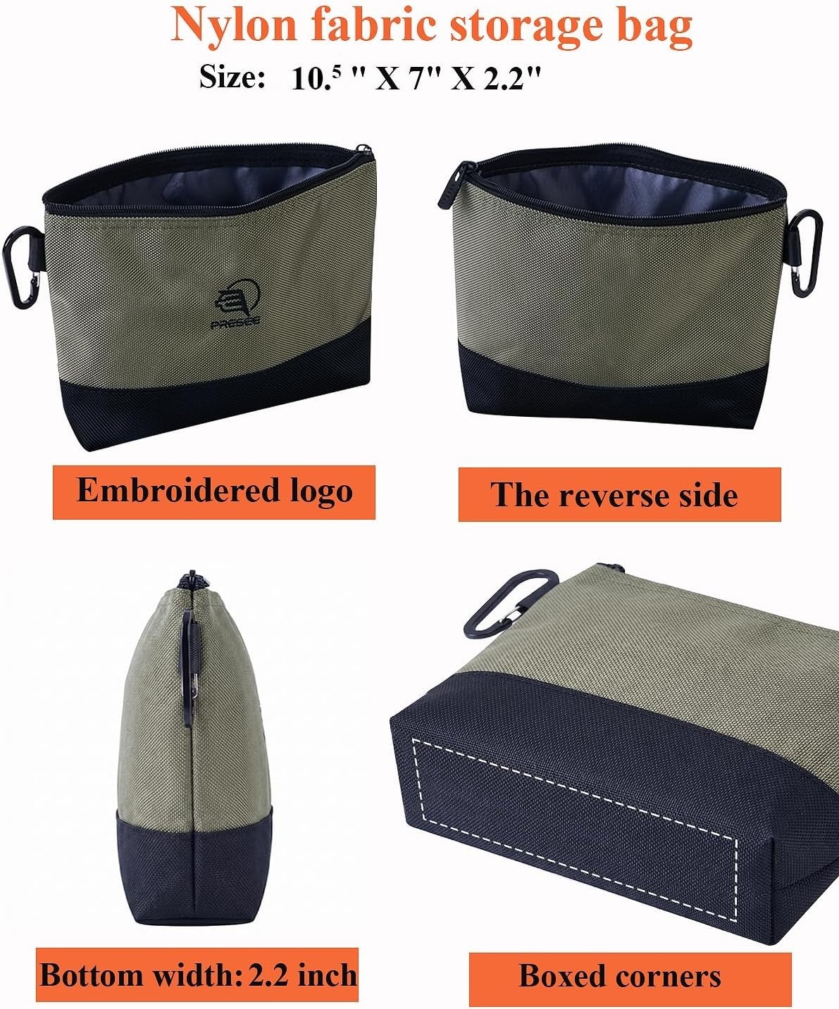 Waterproof 10.5 Inch Tool Bag – Heavy-Duty Zipper Pouch with Carabiner Handle