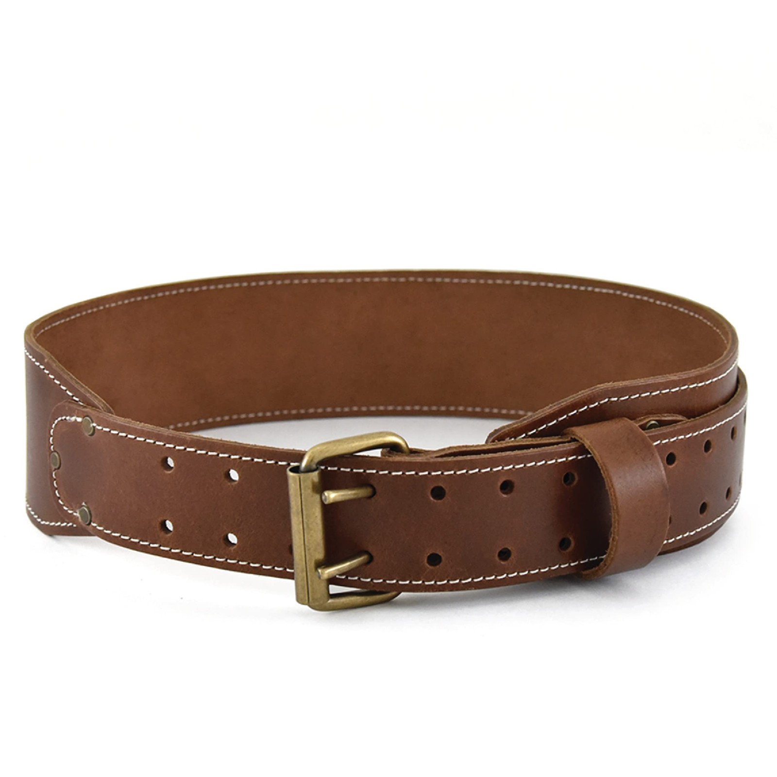 98439 3″ Wide Extra Long FullGrain Leather Work Belt Dark Tan Rugged Gear