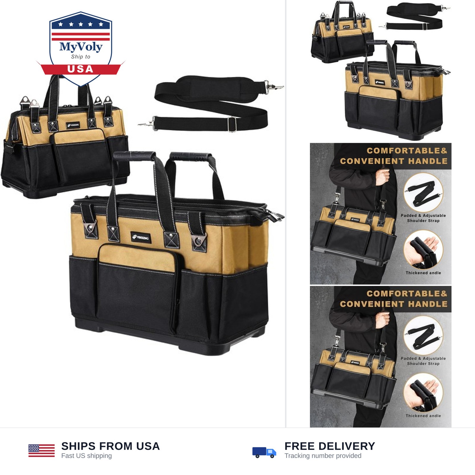 17 IN Large Tool Bag For Men Heavy Duty, Drill Bag Tool Bag Organizer, Wide M…