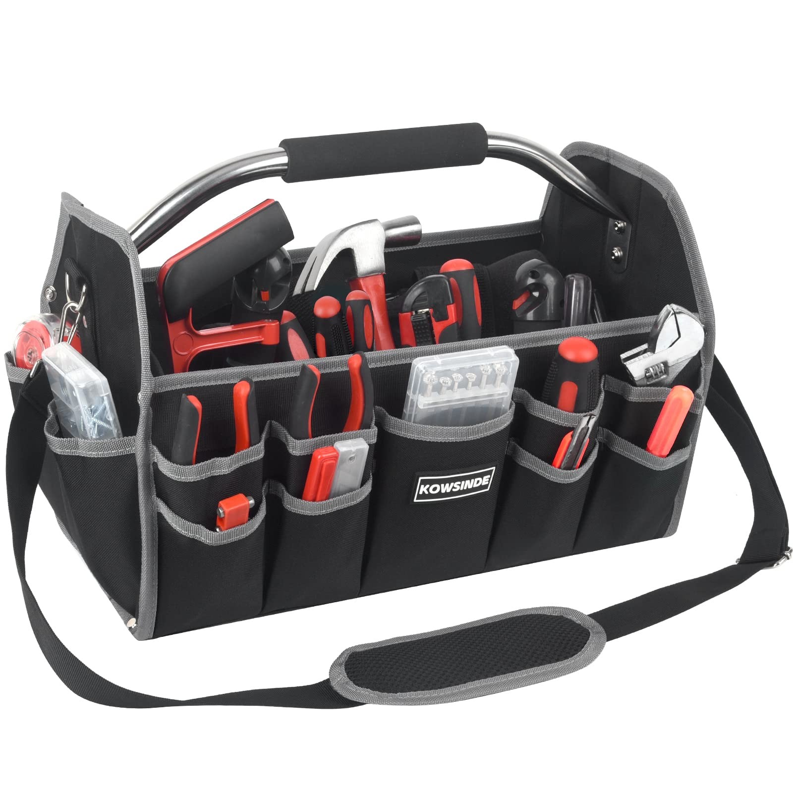 16 Inch Tool Bag, Electrician Tool Bag, Open Top Tool Bags, 26 Pockets Can Ho…