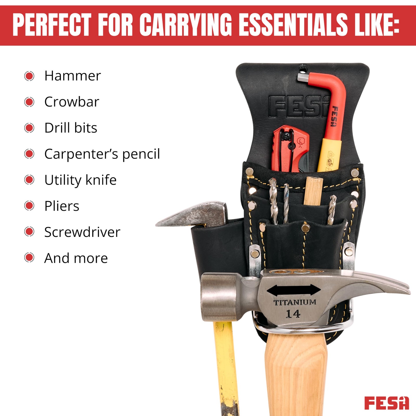 Tool Belt Hammer Holder Leather Multitool Pliers Holster ClipOn 1 PCS
