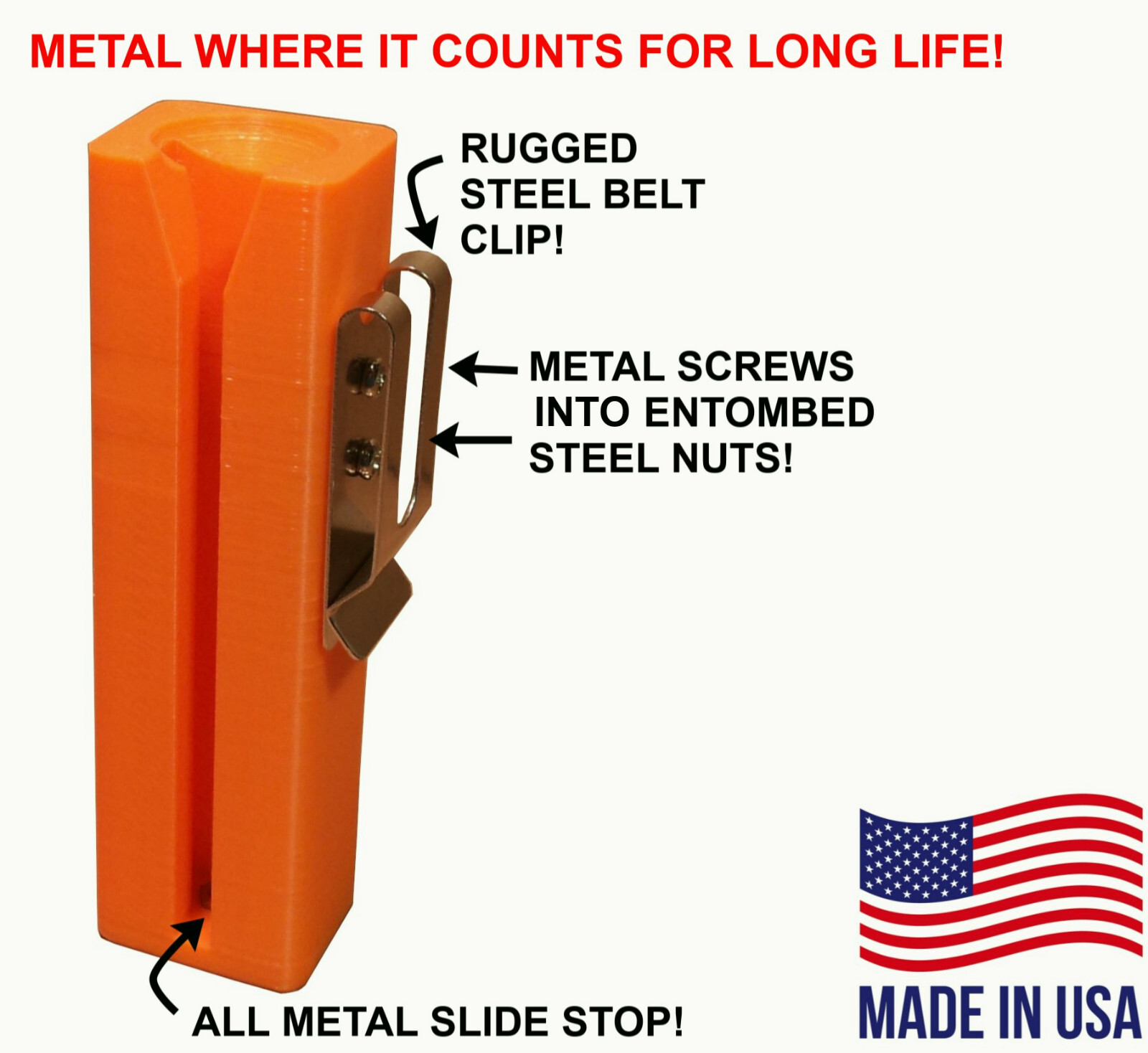 7” EZ SQUARE BELT HOLDER Tool Clip METAL PARTS for 7″ Speed Square Made in USA!