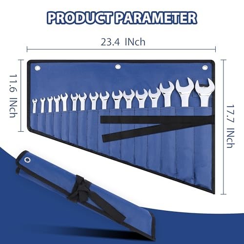 Wrench Roll Organizer 16 Pockets Waterproof 600D Oxford Fabric Tool Bag